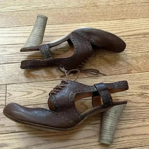 ❤️Clearance❤️[EU40/US9.5]Zinda Closed Toe Cut out Heeled Brown Leather Sandal - Picture 3 of 8